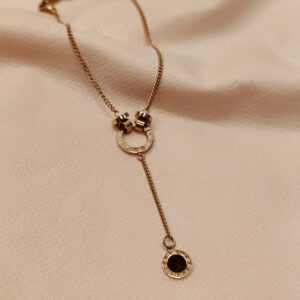 Rose Gold Korean Bracelet with Dual Circular Pendants