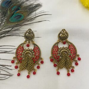 Antique Earring with bright red stones